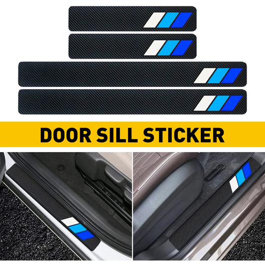 4PCS Tri-Color Carbon Fiber Door Sill Protector Stickers – Waterproof Car Accessories for Toyota 4Runner, RAV4, Camry, Highlander & Tundra